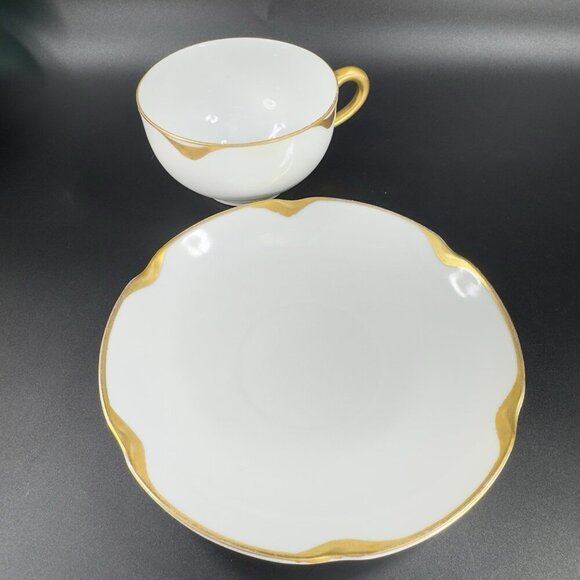 ROYAL OEG Austria VERAGOLD Gold Ivory Fine Porcelain Teacup And Saucer Set VTG - Picture 12 of 14